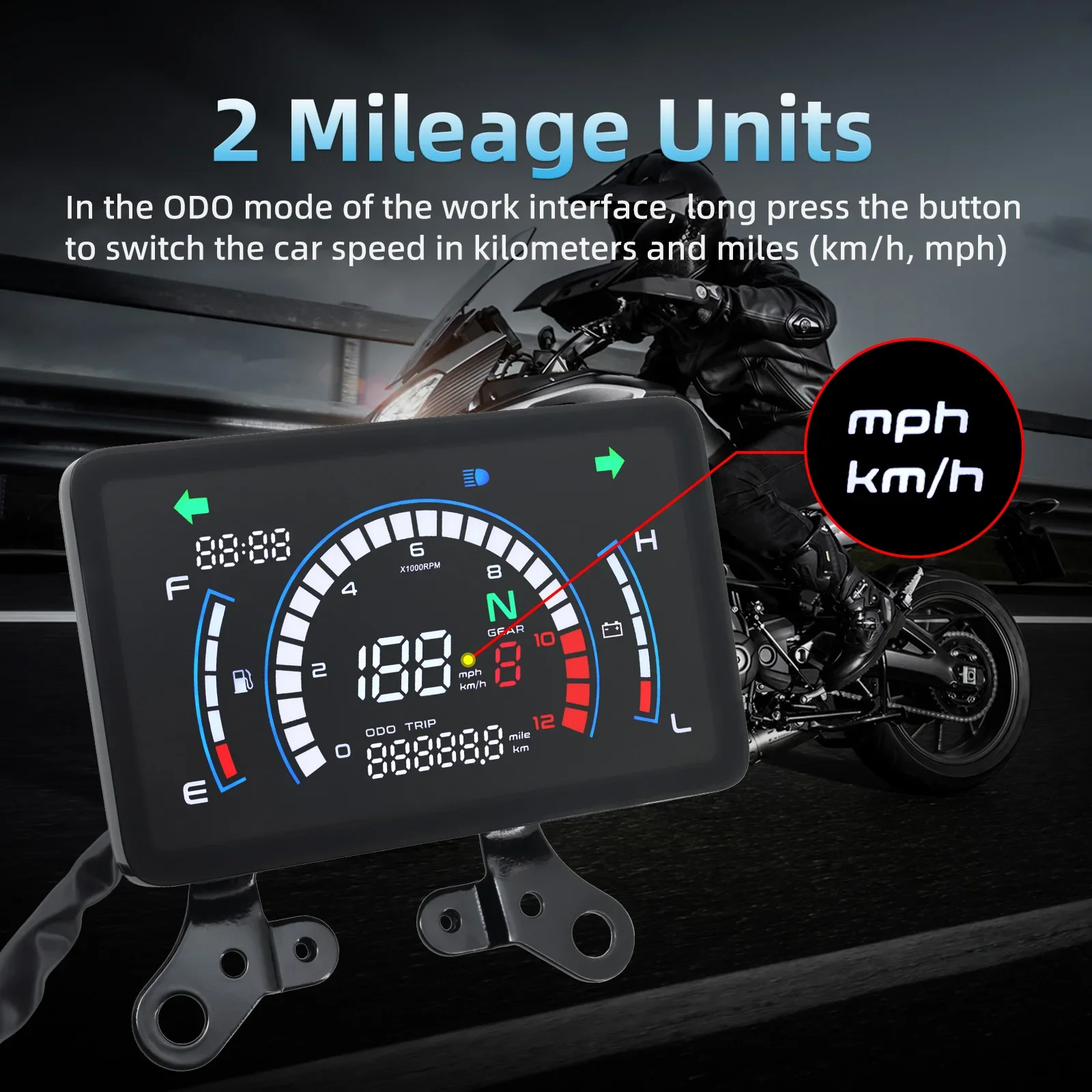 For Honda EX5 Motorcycle Digital Speedometer Motobike Dashboard With Bracket Tachometer Voltage Mileage Universal Indicator image 5