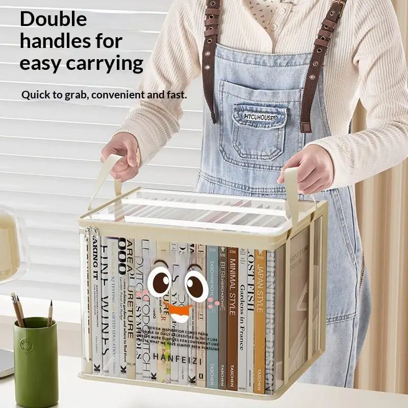 Foldable Book Organizer Box Portable Waterproof Student Textbook Storage Pouch for Dormitory Classroom School Use