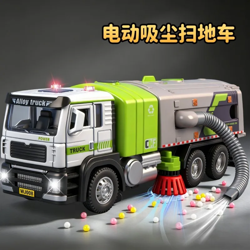 

Boy Electric Vacuum Sweeper Universal Driving Lighting and Sound Effects Adjustable Alloy Sanitation Vehicle Model Toys