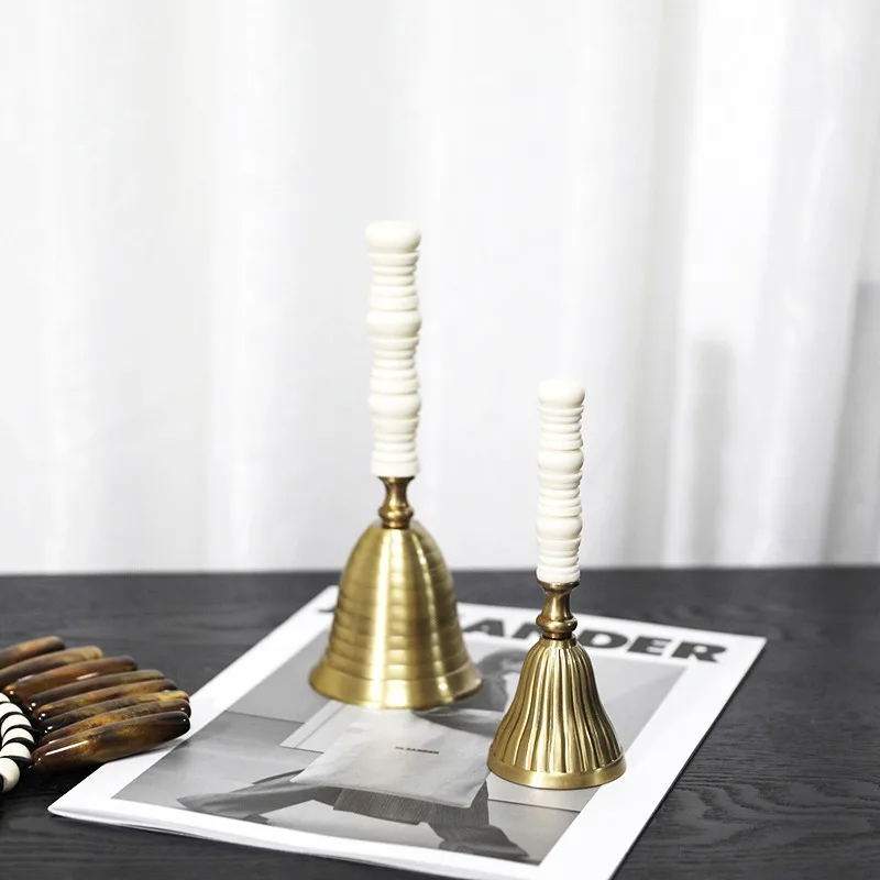 Brass Bone Hand Bell Creative Light Luxury French Romantic Tabletop Ornament Home Decor for Wedding Dining Table