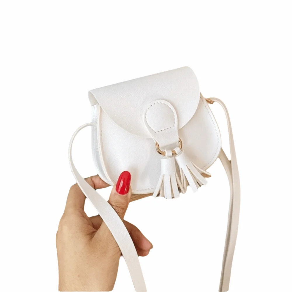 

New Cute Children Shoulder Bag PU Leather Mini Size Kids Coin Purse Tassels Adjustable Princess Messenger Bag Birthday