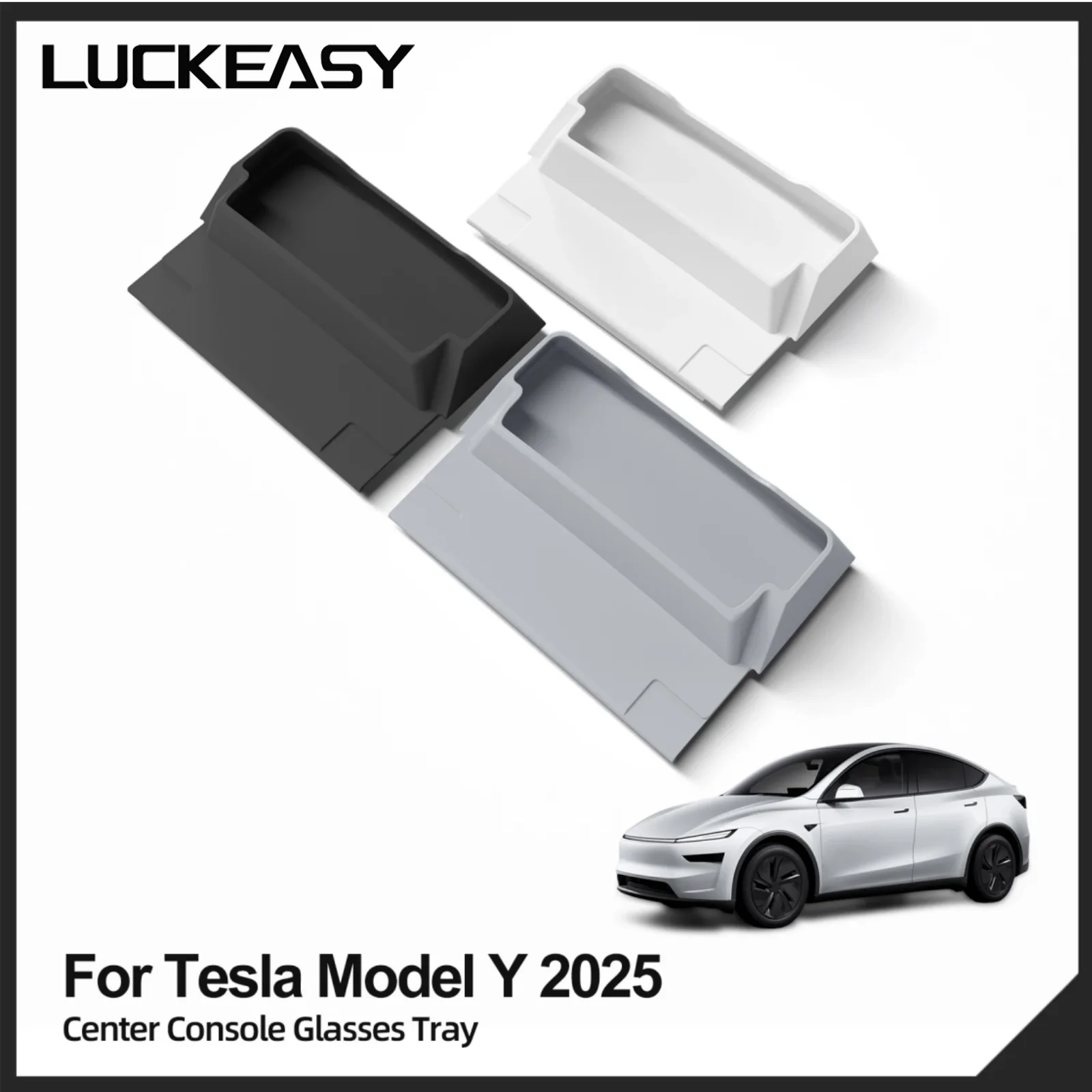 LUCKEASY für Tesla Model Y Launch 2025+ Juniper Autobrillenablage Mittelkonsole Armlehne Aufbewahrungsbox Organizer Zubehör