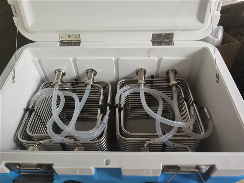 Food-grade 304 material 8mm diameter stainless steel wine tube beer insulation box with 2-way cooling wine tube