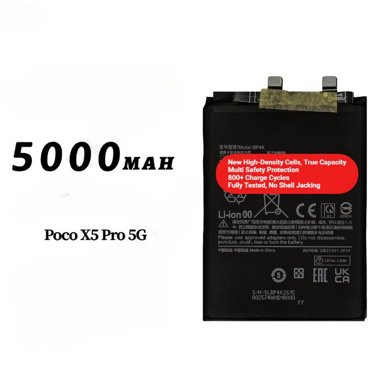BP4K for Xiaomi Poco X5 Pro 5G/POCO F5 Phone Battery 0 Cycle  High Capacity Battery Replacement Bateria Grade A Cell with Tools