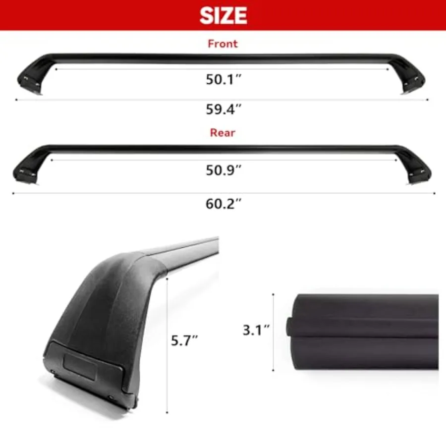 حامل سقفي قضبان متقاطعة مناسبة لسيارة جيب رانجلر JK JL Gladiator JT 4 أبواب رف سقف جيب من الألومنيوم لسيارة كاياك