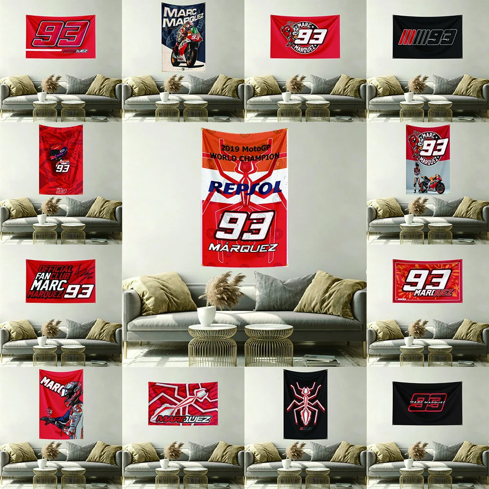 M-Mar-qu-ezs Motorcycle Flag Banner Vivid Color Fade Resistant With Grommets Outdoor Garden Indoor Dorm Room Wall Hanging Decor