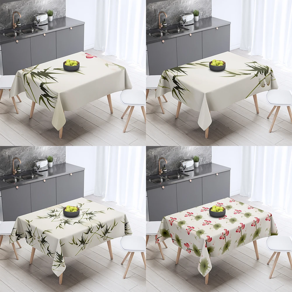 Bamboo Leaf Print Pattern Tablecloth Home Decor  Rectangular Party  Stain Resistant  Dust Cover