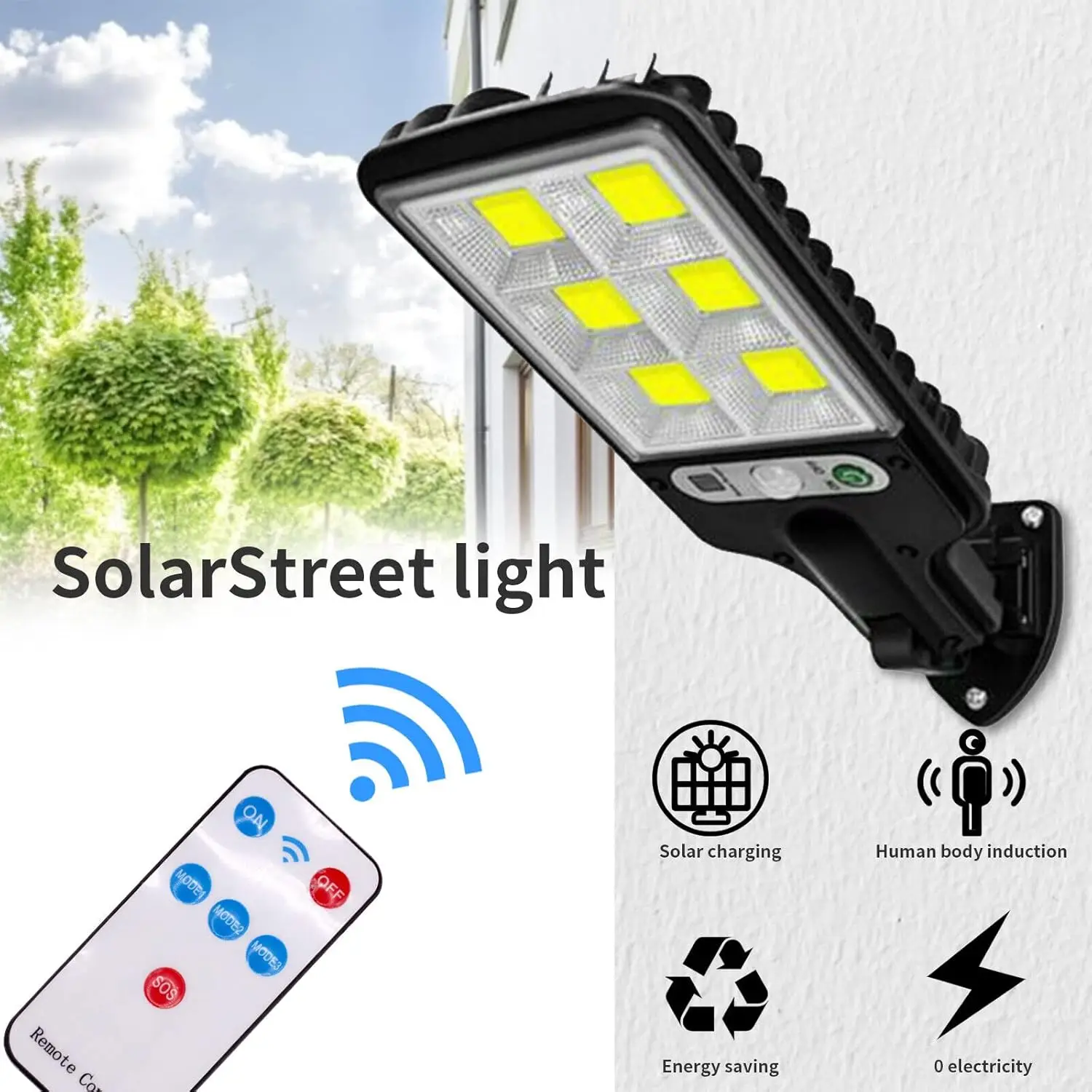 Garage Door Street Lights Outdoor Wireless Induction Solar Wall Lamp Motion Sensor with 3 Lighting Modes Garden Patio Path Yard
