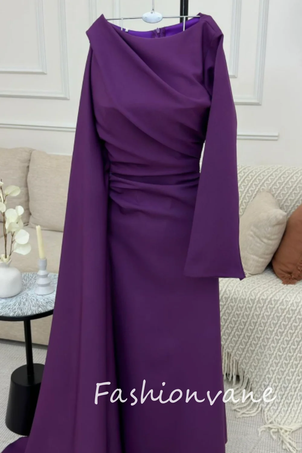 

Вечернее платье Fashionvane, свадебное платье для гостей, 2026, женское платье русалки на заказ в Саудовской Аравии с высоким воротом и длинными рукавами, платье для выпускного вечера