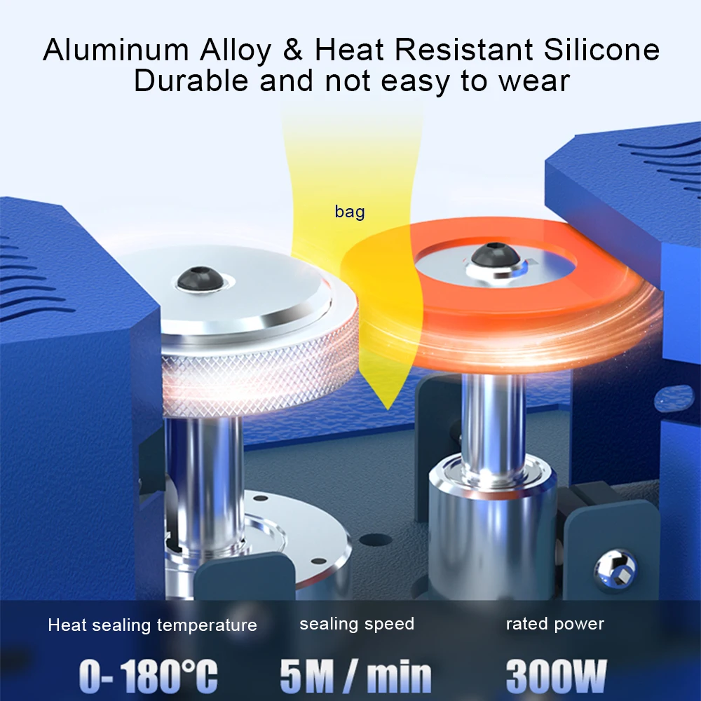 Ciągłość automatycznej zgrzewarki Zgrzewarka do torebek na biurko 80-180 stopni zgrzewanie termiczne GLF-50 Rolka prędkości kontroli temperatury