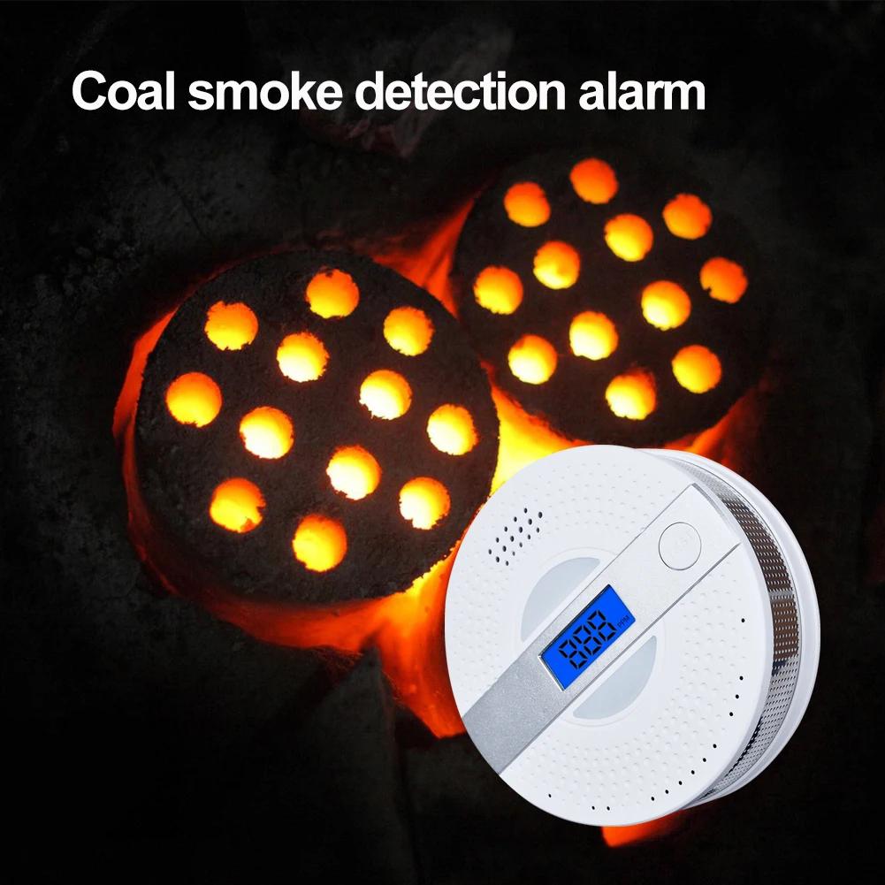 High Sensitive 2 in 1 Carbon Monoxide Detector Smoke Sensor Independent Co Smoke Sound Alarm Sensor Home Security Protection