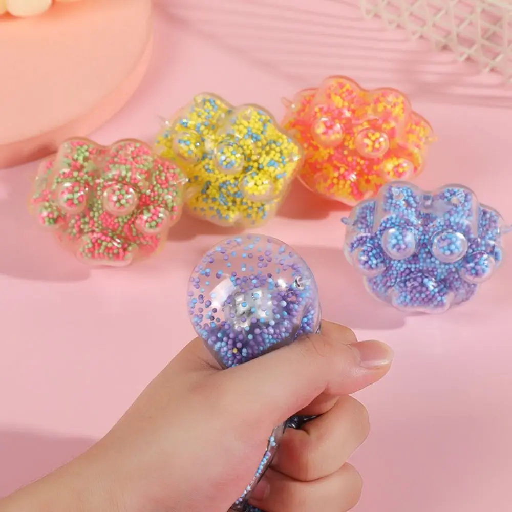 4pcs Cat Paw Rainbow Bead Pressure Reducing Ball Squishy Fidget Toys Funny Reduce Pressure Squeeze Toys Gifts for Adults Kids