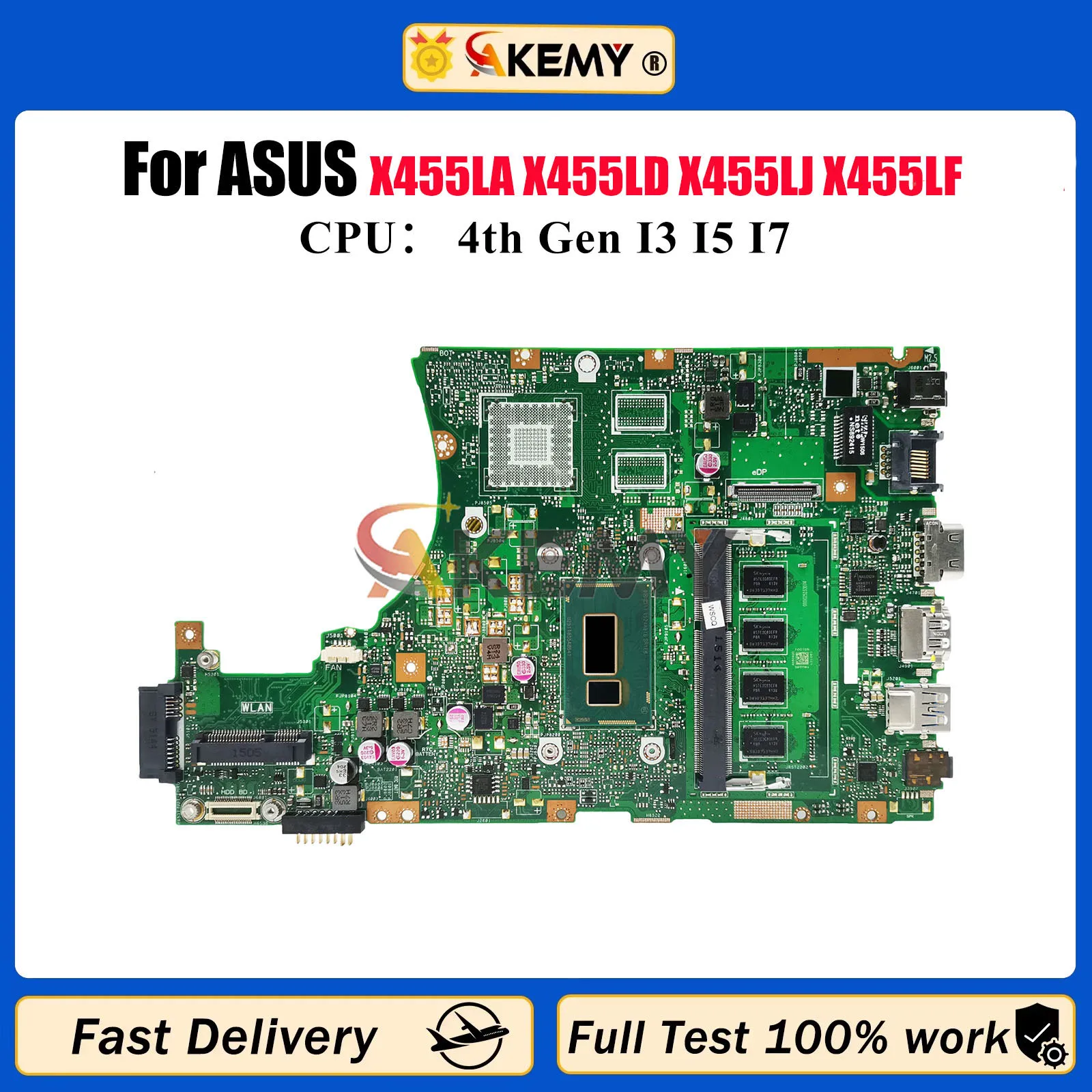 X455LA Laptop Motherboard For ASUS X455L A455L K455L X455LD X455LJ X455LF X455LB X455LN X455LAB X455LNB Mainboard I3 I5 I7 CPU