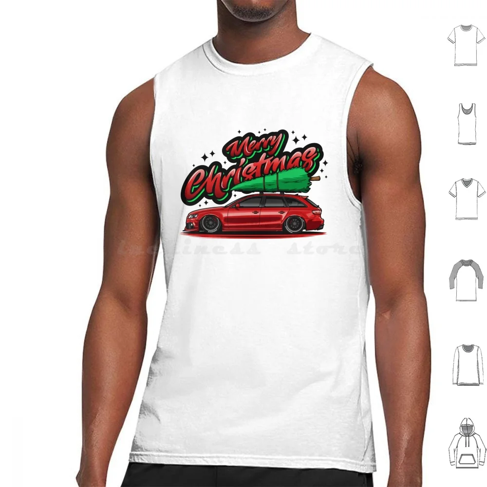 Merry Christmas Edition-Rs6 Avant Tank Tops Print Cotton Car Racing Automotive Motors Vehicle Sportcar Japanese Jdm Race