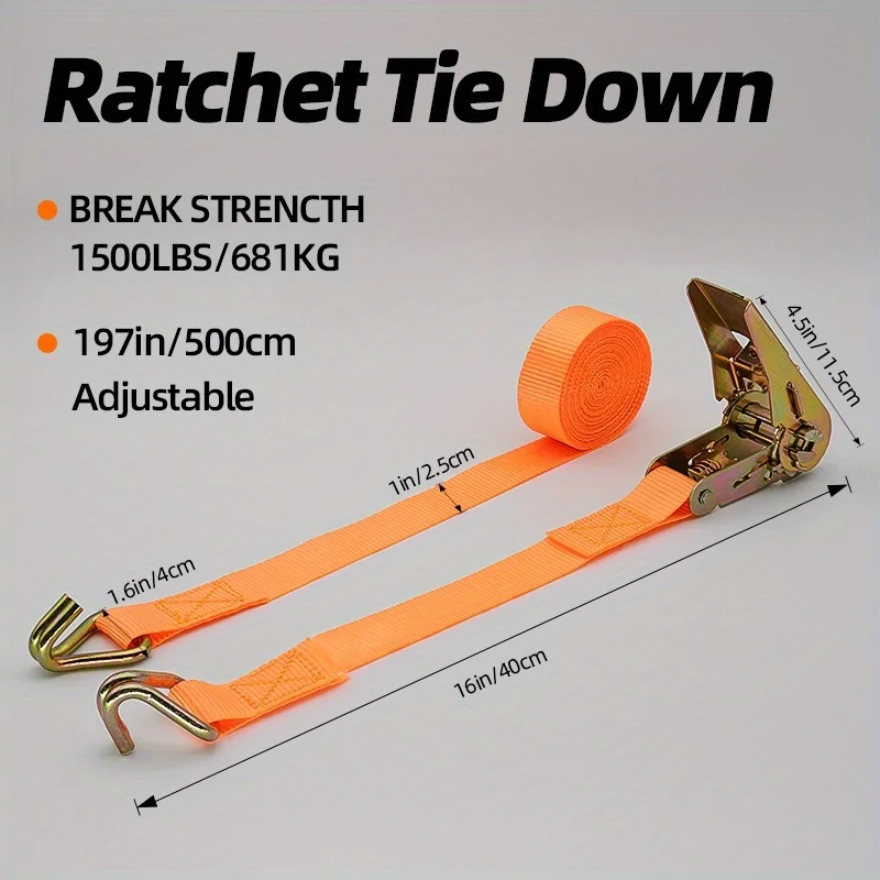 Correias de amarração de carga com travamento resistente (ganchos duplos) |   Multi comprimentos, laranja brilhante/vermelho/azul