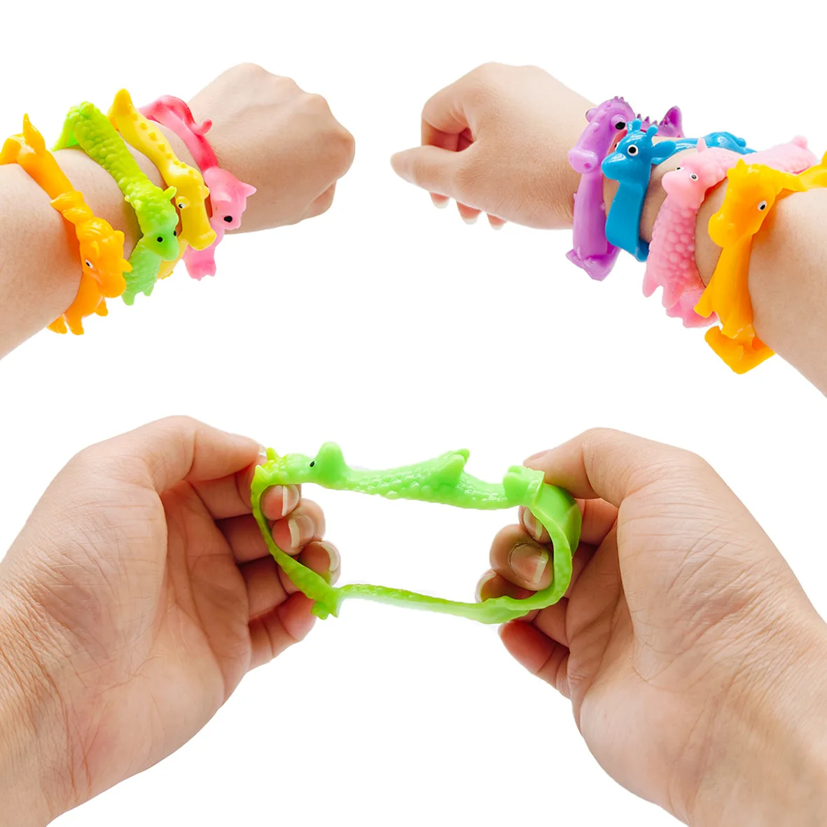 

Description Report Item Kid sensory fidget toys - cartoon-shaped elastic bracelet toy comes in bright colors that can help devel