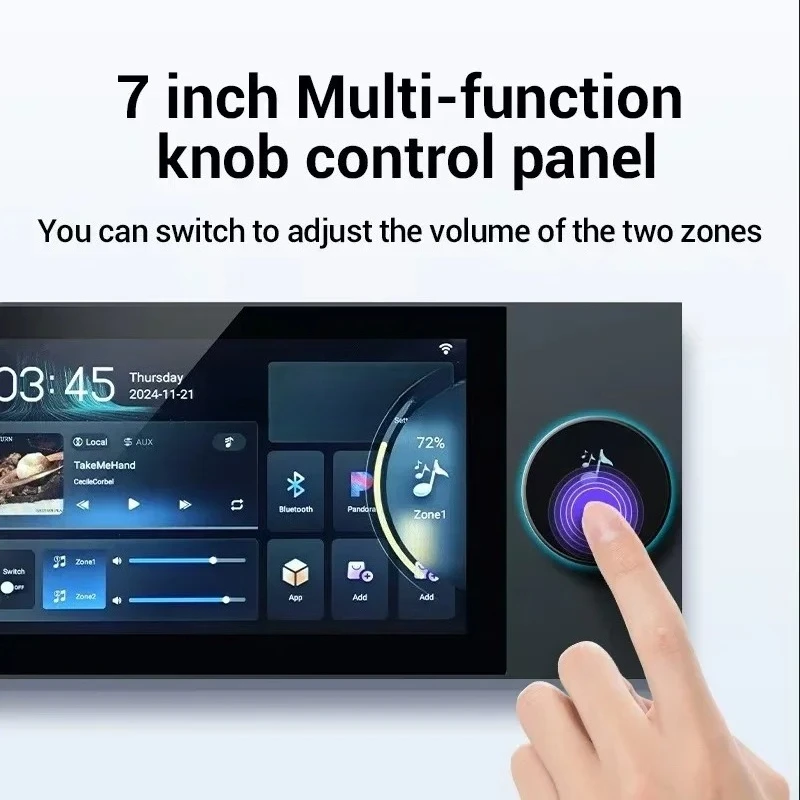 

2 -zones Music Amplifier With 7-InchWall Power Connectable Ceiling Speakers Support Spotify YouTobe