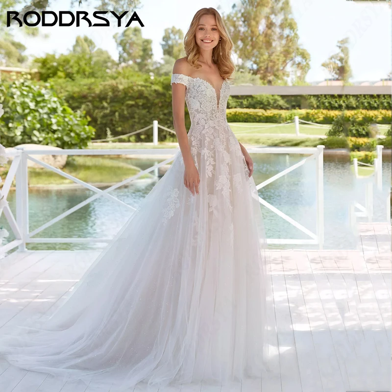 RODDRSYA Elegant Removable Shoulder Straps Wedding Dress for Woman Sweethear Off Shoulder Brautkleid Gorgeous Lace Bridal Party