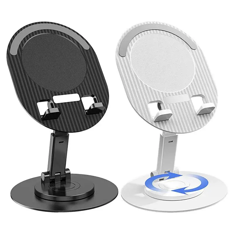 Rotating Phone Holder 360-Degree Rotating Foldable Table Stand Cell Phone Support With Metal Base Portable Anti-Slip Phone