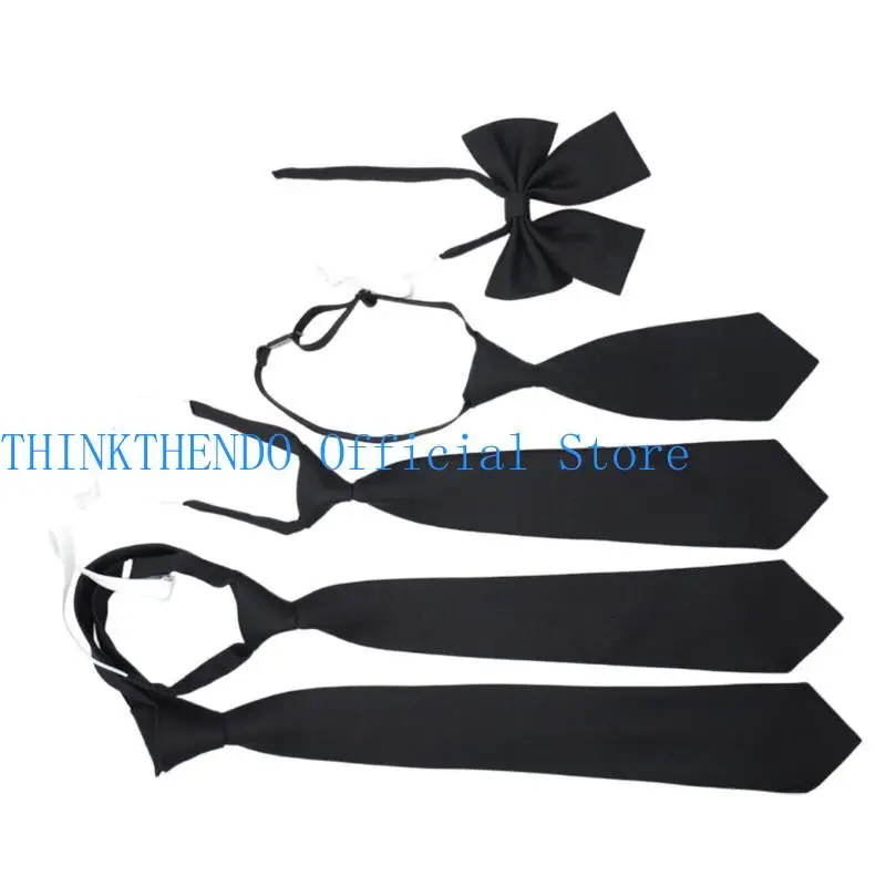

652F Japanese JK Girl Black Neck Tie Bowknot School Girl Student Uniform Pre-Tied Adjustable Bowtie for Casual and Party