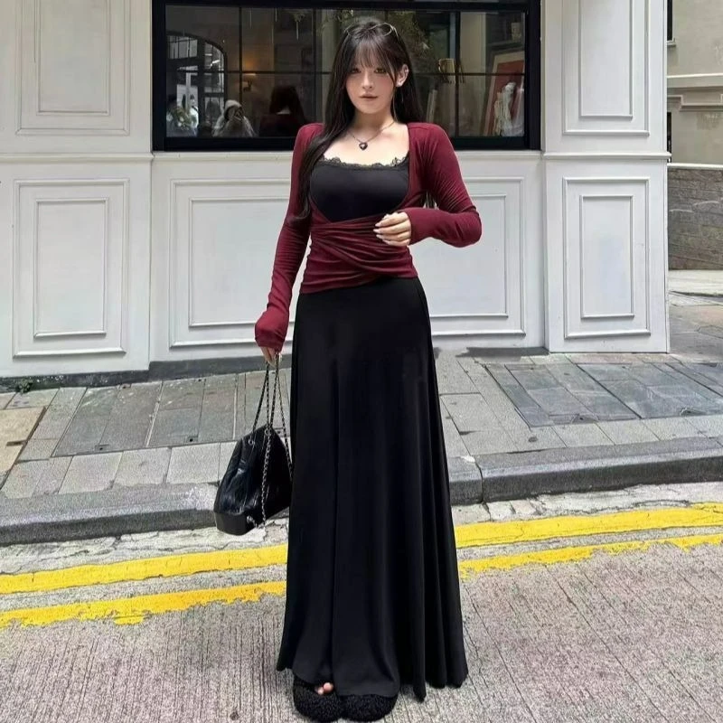 

Spring/Autumn Cover-up Sun Protection Cardigan Two-piece Set Plus-size Sexy Hot Girl High-elasticity Slimming Dress for Women