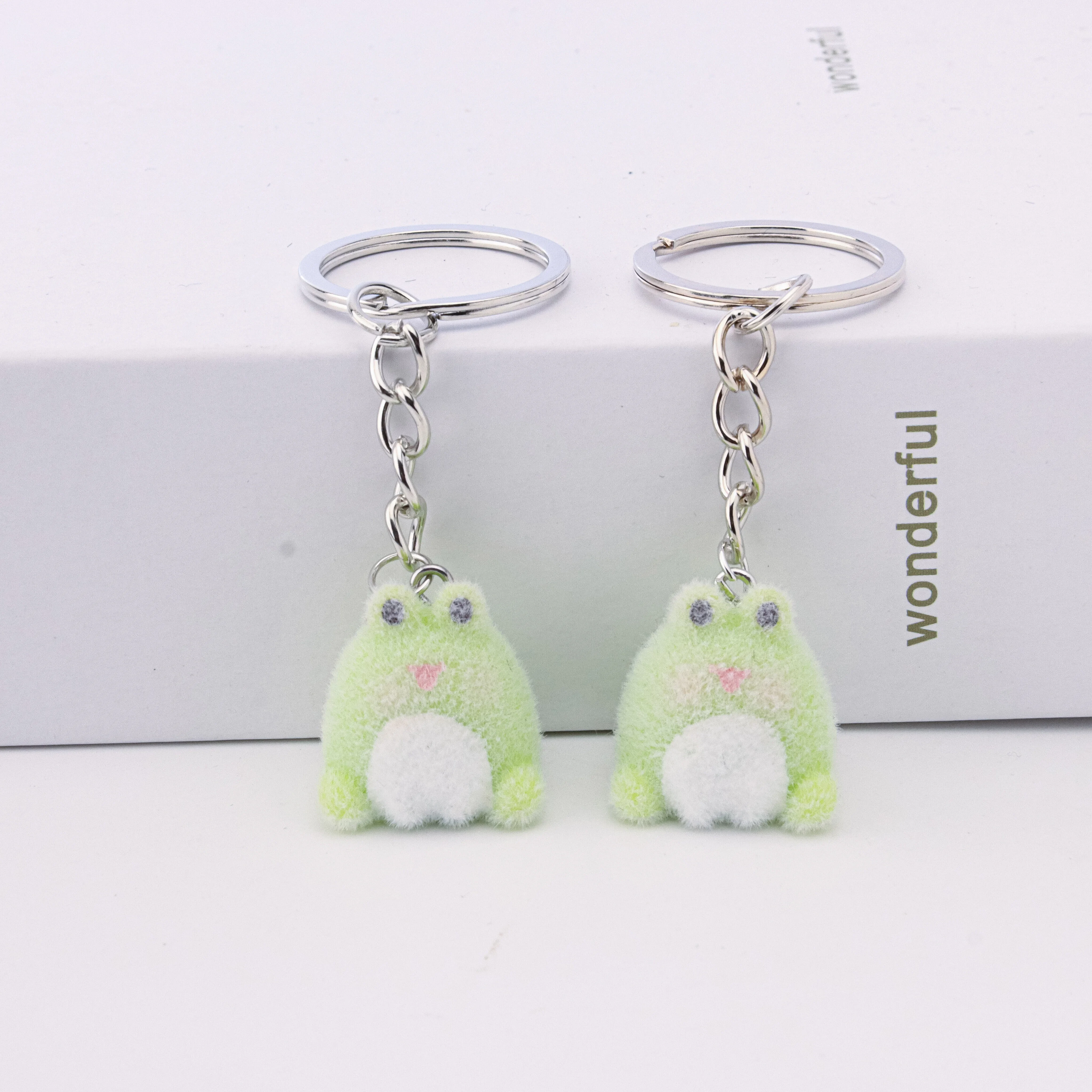 20 PCS 3D Flocking Cartoon Frog Charms Dolls Pendants  for Necklace Keychain Jewelry Making DIY Handmade Accessories Wholesale