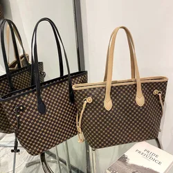 Fashion Simple Tote Women's Retro Dot Printed Handbag Large Capacity Shoulder Portable Multifunctional Shopping Bag