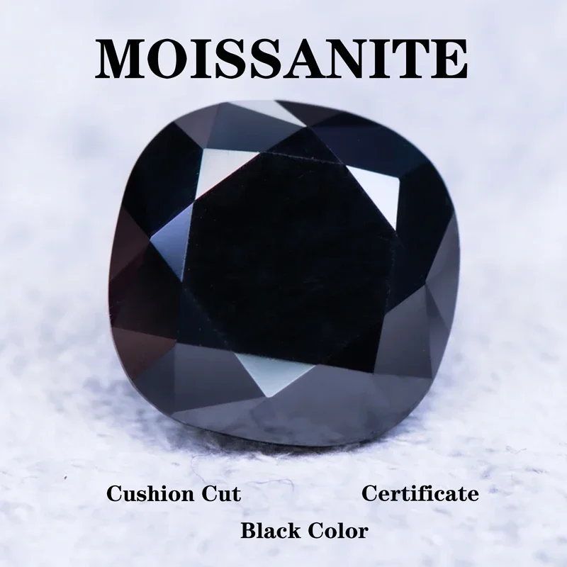 

Moissanite Stone Cushion Cut Natural Black Color Charms Gemstone DIY Ring Necklace Earrings Main Materials with Certificate