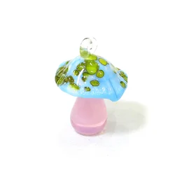 2Pcs Cute Mini Mushroom Glass Charms Pendant Kawaii Ornaments DIY Craft Supplies Perfect Festival Party Gift for Handmade Lovers