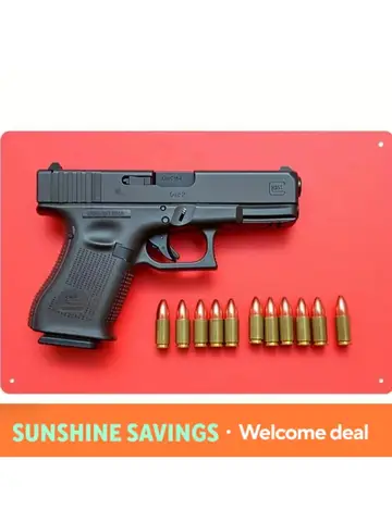 2026 Retro Pistol Metal Signs Military Style Indoor Outdoor Wall Decor For Man Cave Cafe Bar Garden