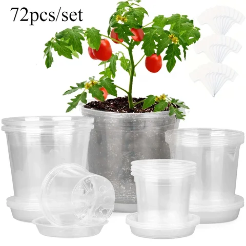 72-Piece Clear Nursery Pot Set