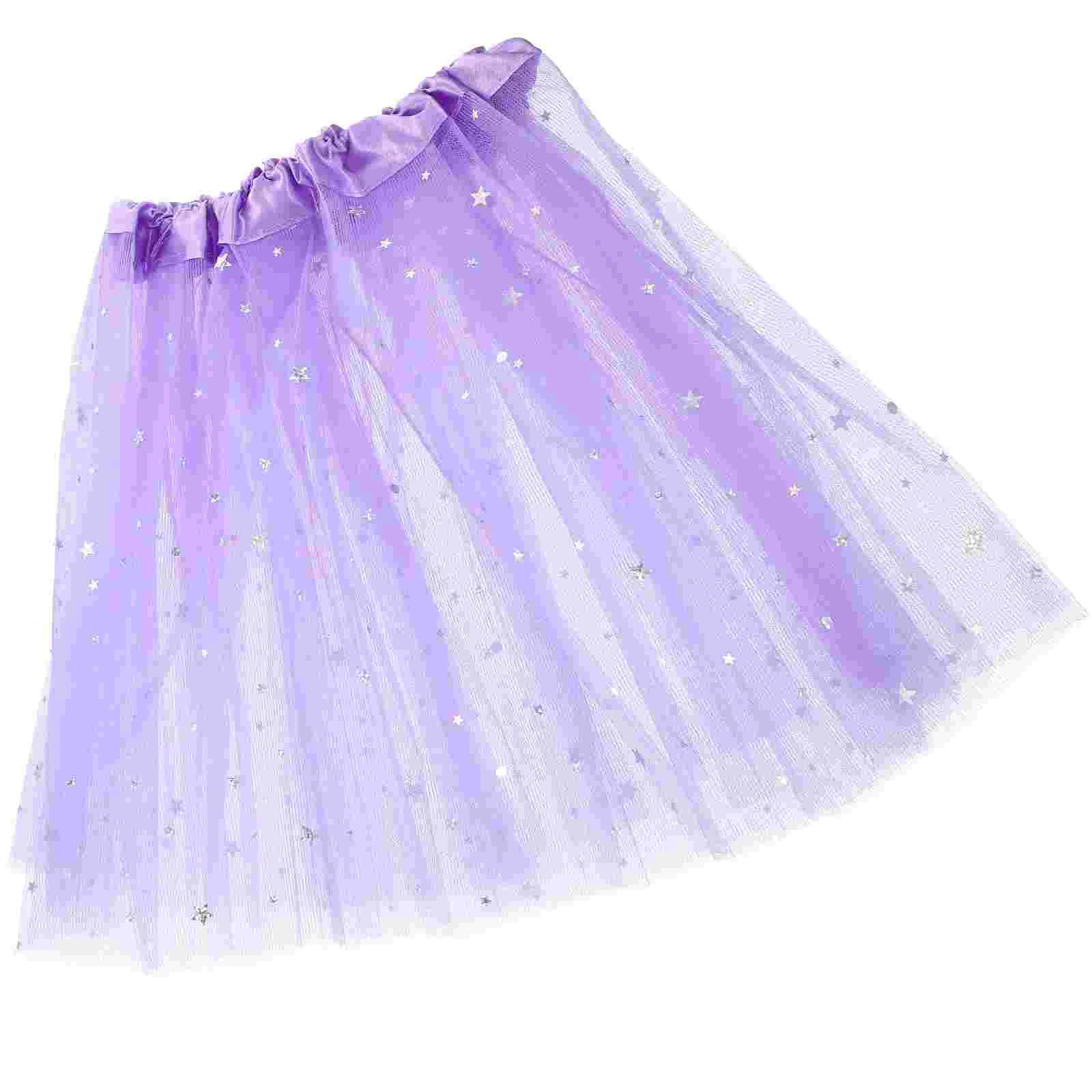 Tutu Skirt Tulle Glitter Star Ballet Dress Ballet Dancing Dress Birthday Party Costume for Toddler Girl Purple