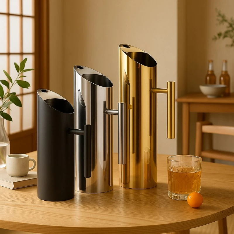 

304 Stainless Steel Cold Water Boiled Cup Golden Ice Freeze Kettle Beer Jar for Bar Fruit Juice Red Wine with Divider