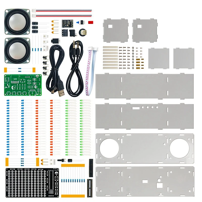 DIY Bluetooth Speaker Kit Electronic LED Music Spectrum Dual Channel Soldering Practice 3W Speaker 8002 Amplifier