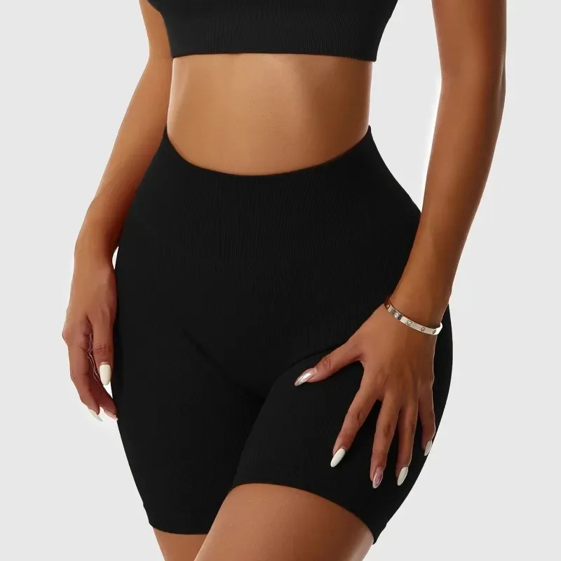 Seamless Knitted Sports Shorts Casual High Waist Push Up Cycling Shorts Fitness Running Tight Hip Lifting Yoga Shorts Sportswear