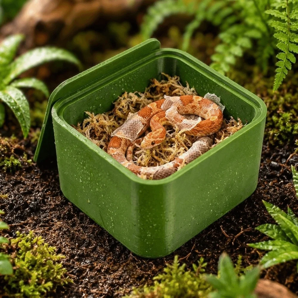 3D Printed Climbing Pet Peeling Wet Box Stable Plastic Moisture Retention Cave with Cover Humidifying Cave Reptile Use