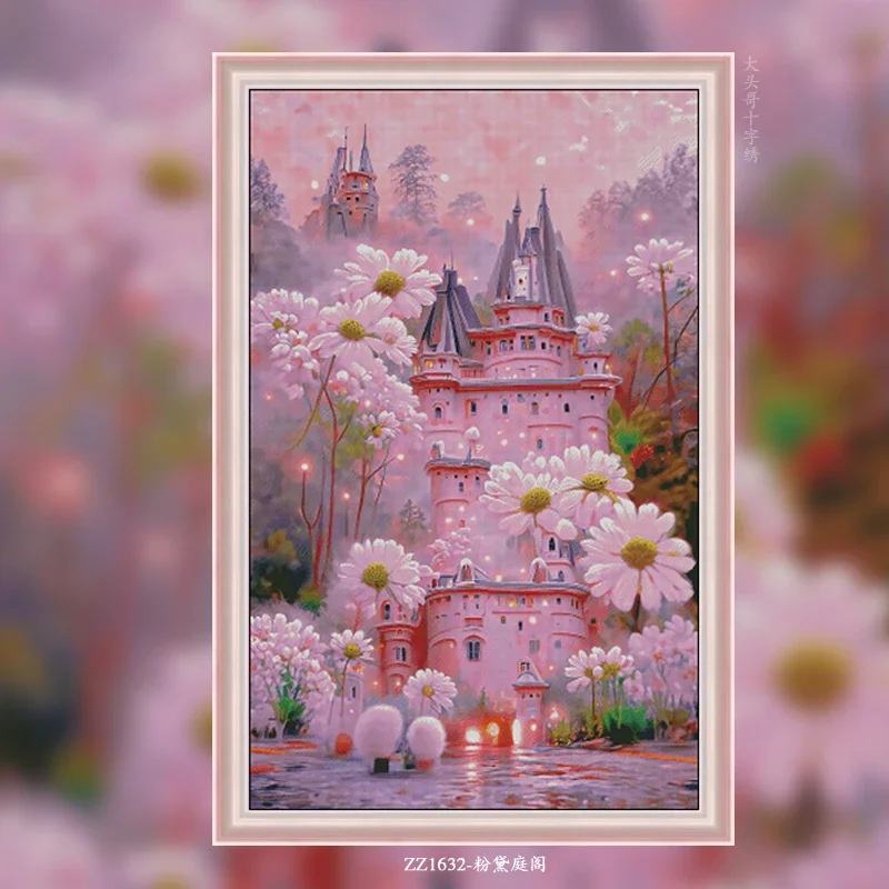[ZZ1632-Fendai Court] Stamped Cross Stitch Kit 14CT 16CT Pre Printed Canvas Cotton Threads Embroidery Needlework Home Wall Decor