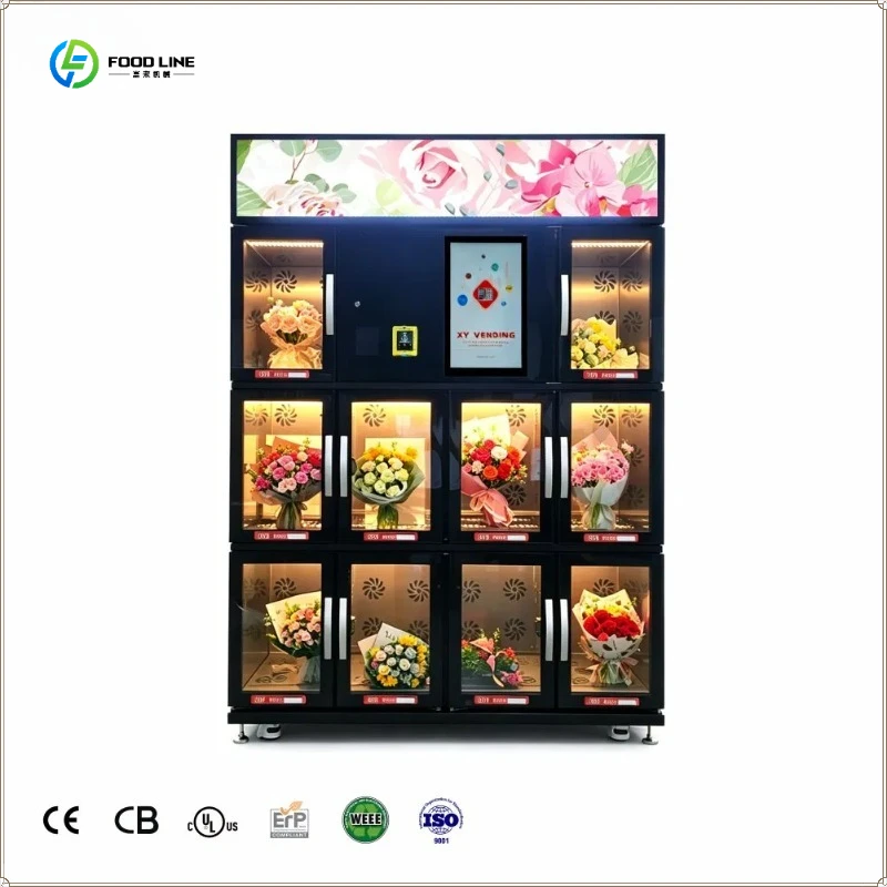 Self Service Touch Screen Bouquet Locker Outdoor Automatic Fresh Flower Bouquet Vending Machine FL Customized