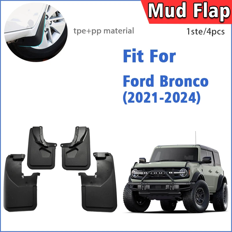 

FOR Ford Bronco 2021 2022 2023 2024 Mud Flap Guards Splash Mudflaps Mudguard Fender Car Accessories Front Rear 4pcs