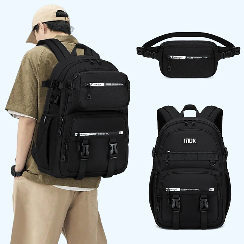 AOK Versatile Casual Men's Backpack Two-Piece Set,Detachable,Middle High College Students Backpack, Women's Travel Backpack