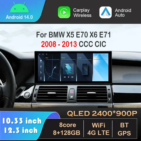 안드로이드 14 BMW X5 E70 X6 E71 2008 - 2013 CCC CIC 시스템 자동차 라디오 비디오 멀티미디어 플레이어 GPS 4G WIFI DSP 스테레오 Carplay