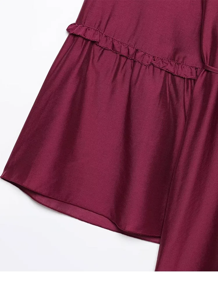 فستان نسائي صيفي قصير موديل 2025 موضة برباط متين وأكمام مضيئة قمصان نسائية أنيقة للشارع فساتين ملابس #4