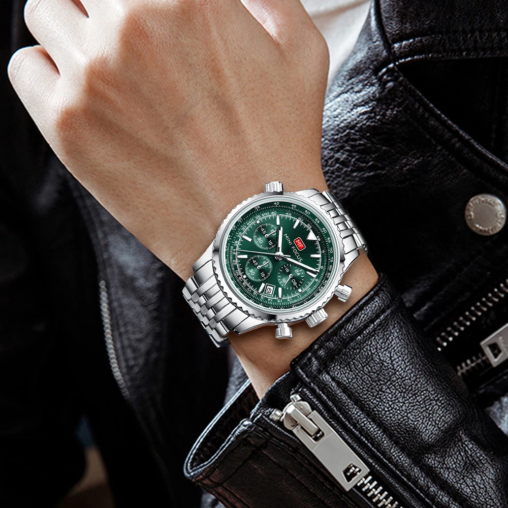 MINI FOCUS Multifunctional Fashion Business Quartz  Mens Watches Waterproof Chronograph Wrist Watch with Luminous Hands 0463G