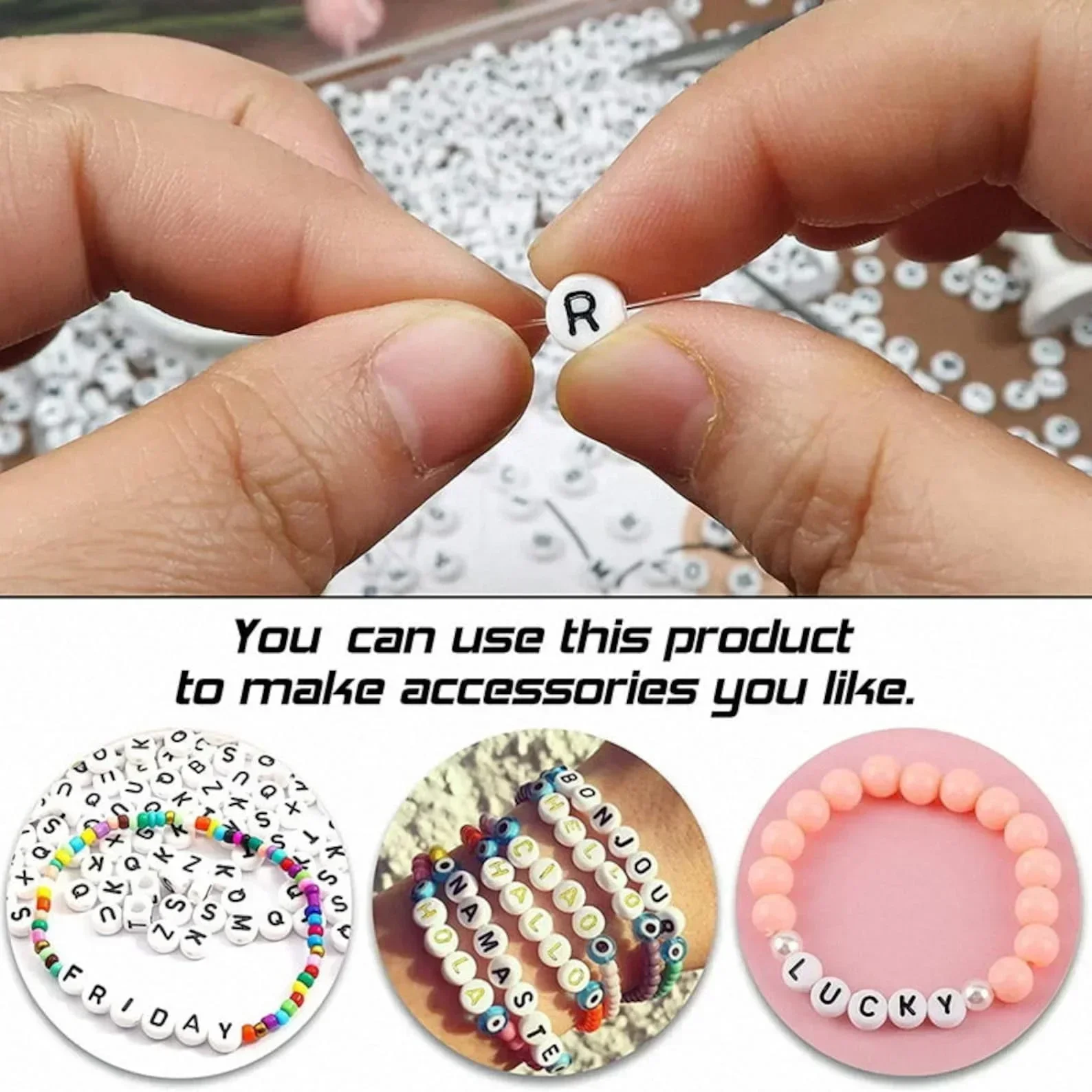 100-500PCS Acrylic A-Z 26 Letter Beads With Holes White Color Round Alphabet Beads for Jewelry Making Diy Bracelet Accessories