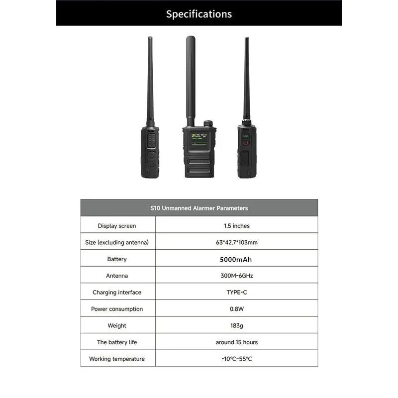 Skydroid S10 Drone Detector 3km Detection Distance Warning Fpv Drone Alarm Handheld Terminal 300m-6GHz Detection Scope