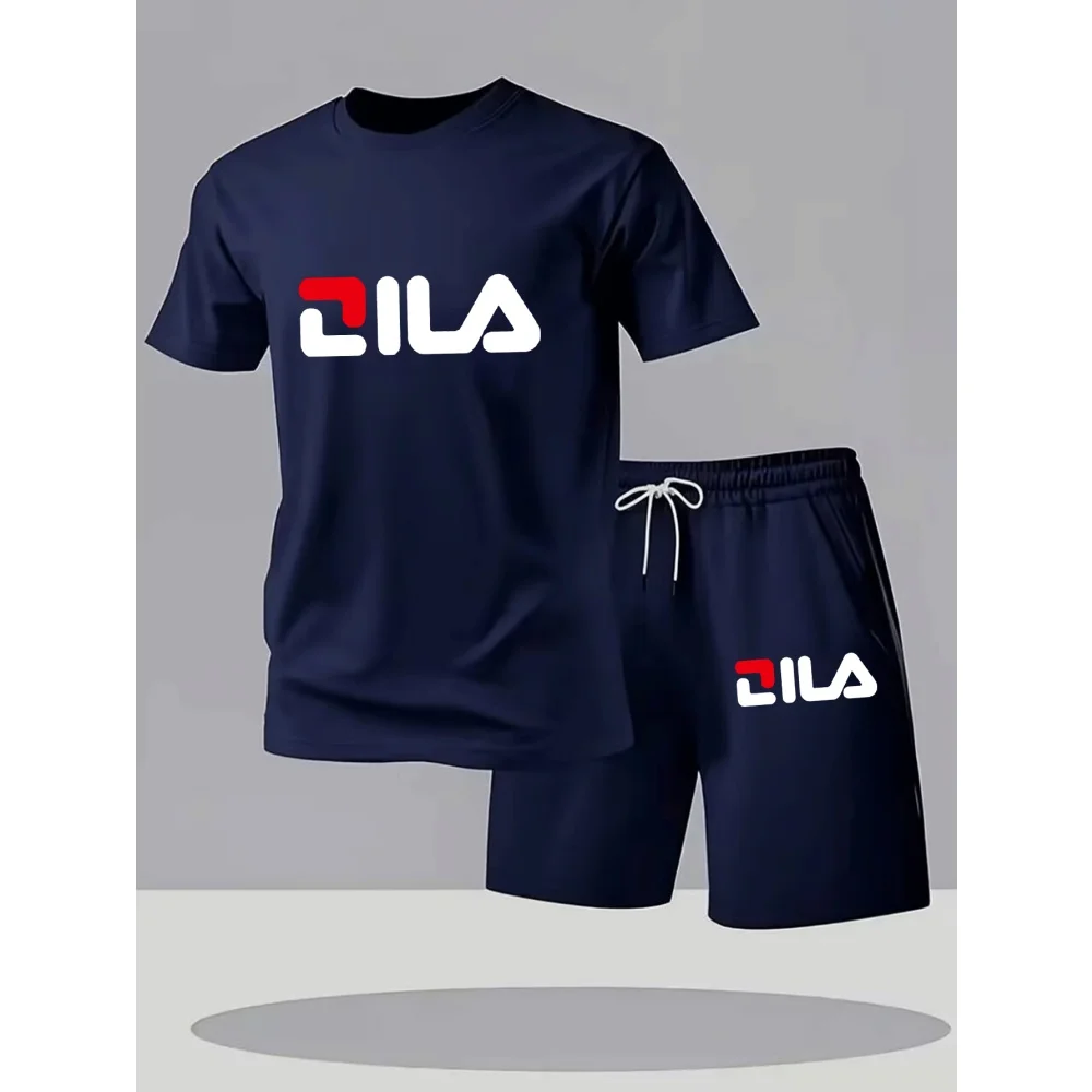 Conjunto Deportivo de Verano para Hombre, Manga Corta, Estampado Playero 🏖️