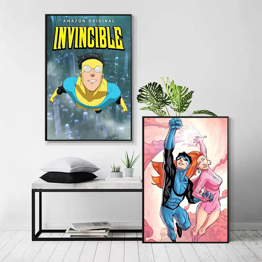 1pc Invincible Cartoon Poster Self-adhesive Art Waterproof Paper Sticker Coffee House Bar Room Wall Decor