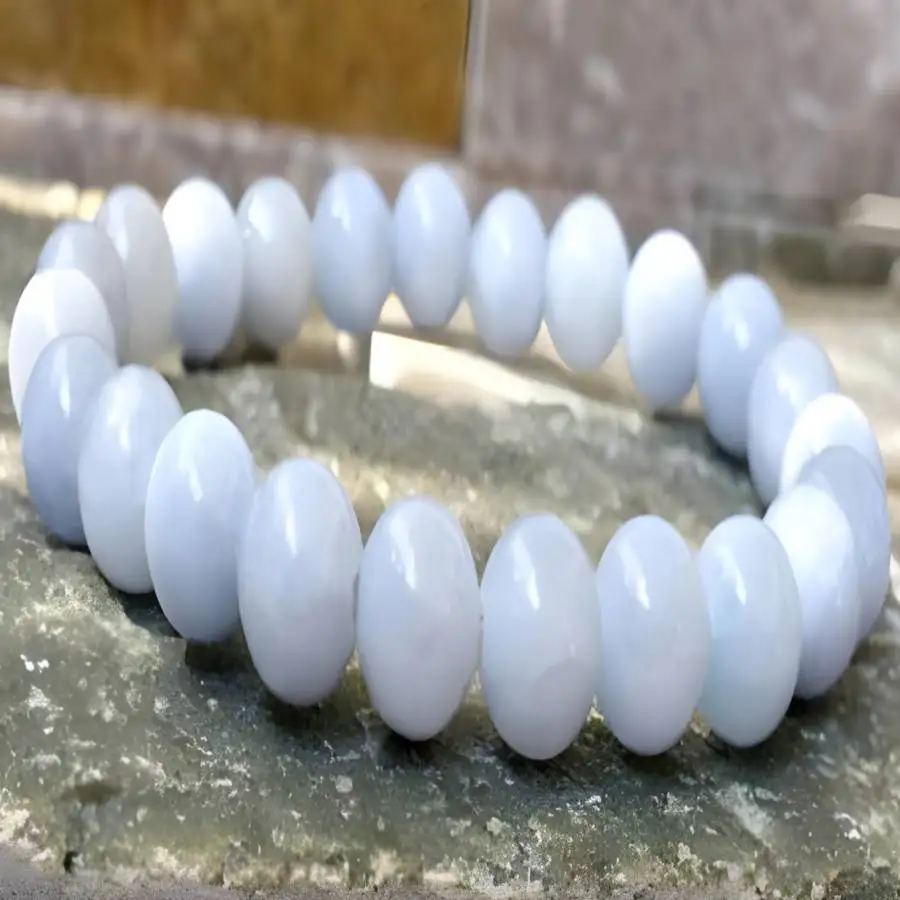 

8mm White Jade Gemstone Mala Stretchy Bracelet Mala Prayer Gemstone Stone Sacred Chakra Men's Meditation Japa Bodhi zazen