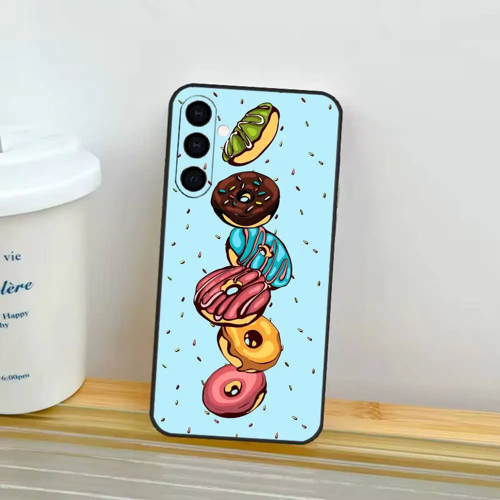 เคสโทรศัพท์โดนัทขนมหวานสำหรับ Samsung Galaxy A91,80,73,72,71,53,52,32,31,22,21s,20,เคสสีดำนุ่ม