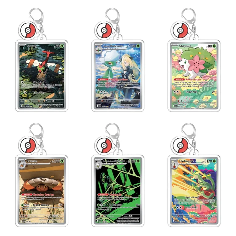 Llavero con dijes para bolso, para Pokemon Roserade Shaymin, trituración Spidops Hydrapple Rapidash TyphlosionPTCG, colección de juegos de Anime, juguete DIY